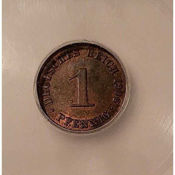 Germany Empire Wilhelm II 1906 A Pfennig MS63 RB ICG - Picture 4 of 4